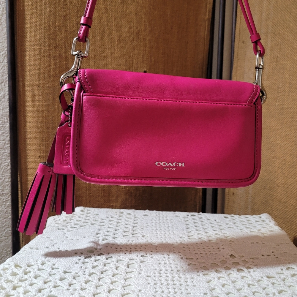 Coach Legacy 19914 Pink Leather Penny Crossbody Bag with Tassel and Handtag - Picture 3 of 13
